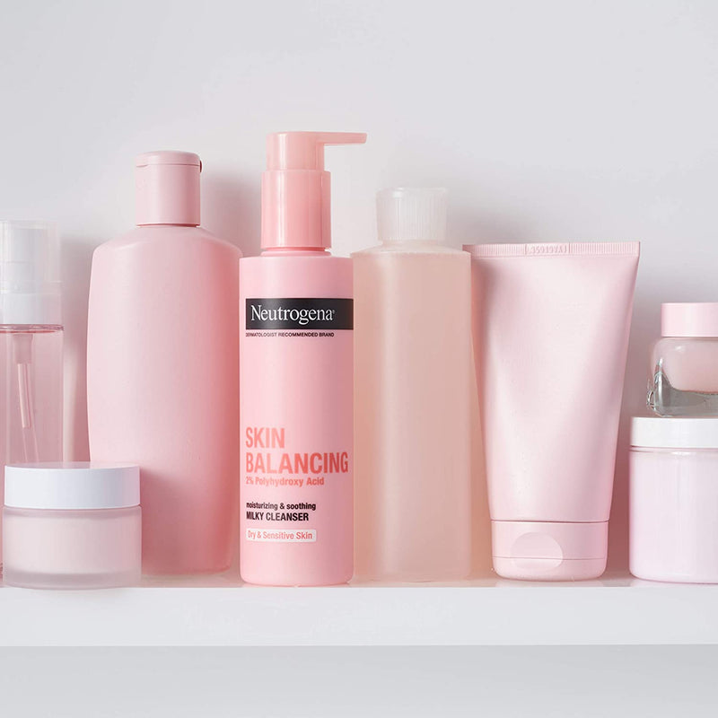 Neutrogena Skin Balancing Milky Cleanser with 2% Polyhydroxy Acid (PHA), Soothing & Moisturizing Face Wash for Dry & Sensitive Skin, Paraben-Free, Soap-Free, Sulfate-Free, 6.3 oz Neutrogena Store