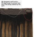 GOO GOO Halo Hair Extensions Human Hair Balayage Natural Black Mixed Chestnut Brown 12 Inch 70g Invisible Remy Human Hair Extensions Straight Hidden Crown Hair Extensions for Women GOO GOO Store
