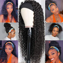 Glueless Wigs Water Wave Headband Human Hair Wigs No Lace Front Wigs for Black Women 9A Brazilian Virgin Hair Kinky Curly Headband Wig headbands Full Hair Wet and Wavy Human Hair Wig vallbest Store