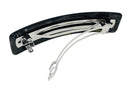 French Amie Long Rectangle Black Marble Celluloid Acetate Handmade Automatic Large Hair Clip Barrette (Black Marble) French Amie