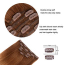 5 Pieces 14" Remy Clip in Hair Extensions Human Hair light Brown to Dirty Blonde Ombre - Silky Straight Short Thick Real Hair Extensions for Women (14 inches, 8T24, 70grams) Amygirl