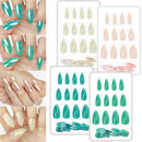 96Pcs Christmas Fake Nails Stiletto Press on Nails Mirror Reflection Medium Length Glue on Nails for Women (No Glue) TMLECE TM
