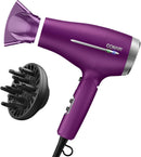 Conair Hair Dryer, Worldwide Travel Hair Dryer with Smart Voltage Technology and Folding Handle, Includes Diffuser and Concentrator, Purple Infinity Warehouse