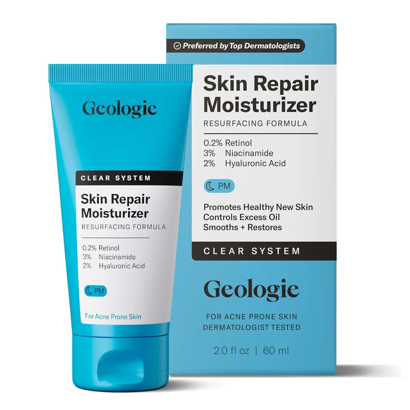 Geologie Skin Repair Moisturizer Face Cream | Clear System Retinol Resurfacing Formula | For Acne Prone Skin with Niacinamide & Hyaluronic Acid | Clears & Repairs Skin | 60 ML Infinity Warehouse