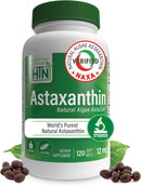 Health Thru Nutrition Astaxanthin Triple Strength 12mg Supplement 120 Softgels | AstaZine from Algae Organically Grown in Pristine Himalayan Water | Skin and Vision Support Infinity Warehouse