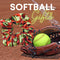 Softball Scrunchie, Softball Hair Accessories, Girls Softball Premium Velvet Scrunchie, Gift for Softball Player and Softball Teams (Red) Infinity Collection