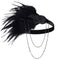 BABEYOND 1920s Flapper Headband Roaring 20s Great Gatsby Headpiece Beaded Black Feather Headband 1920s Flapper Gatsby Hair Accessories BABEYOND