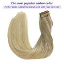 DOORES Blonde Hair Extensions Tape in Balayage Ash Blonde to Golden Blonde and Platinum Blonde 20pcs 50g 20 Inch Tape in Hair Extensions Human Hair Natural Real Hair Extensions Straight DOORES Store