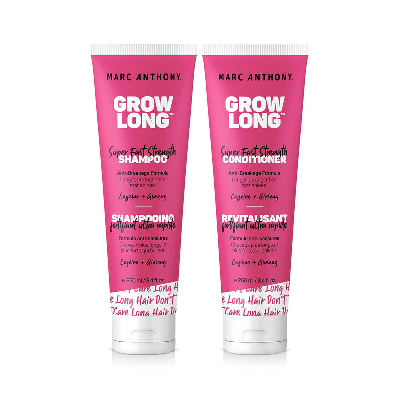 Marc Anthony Grow Long Biotin Shampoo and Conditioner Gift Set, Vitamin E and Caffeine, Sulfate Free, Color Safe Curly Hair & Dorm Room Essential for Women, Basic, 16.8 Oz Marc Anthony