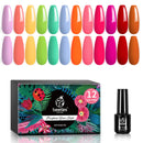Beetles 12 Pcs Macaroon Gel Nail Polish Kit - Hot Pink Red Neon Green Yellow Gel Polish Set Soak Off LED Nail Lamp Nail Gel Kit Nail Art Salon Manicure Kit Gifts for Women Mom Girlfriend beetles Gel Polish