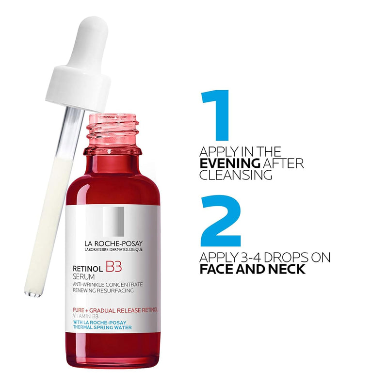 La Roche-Posay Pure Retinol Face Serum with Vitamin B3, Anti Aging Face Serum for Lines, Wrinkles & Premature Sun Damage to Resurface & Hydrate, Suitable for Sensitive Skin, 1.0 Fl. Oz Infinity Warehouse