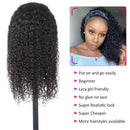 Eooma Headband Wig Human Hair Wigs for Black Women Kinky Curly Straight 4×4 Lace Front Wigs (18 Inch, Natural Black Color Curly) Eooma