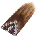 S-noilite Clip in Human Hair Extensions Dip-Dye Ombre Thick True Double Weft 100% Remy Human Hair Full Head 8 Pieces 18 Clips (24 Inch - 170g,Medium Brown/Dark Blonde/Medium Brown (