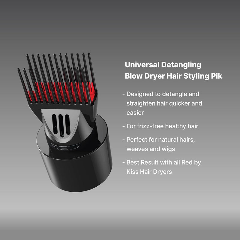 Red by Kiss Universal Detangling Blow Dryer Hair Styling Pik – Compatible with all Hair Dryers Infinity Warehouse