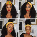 HeadBand Wig Curly Human Hair Wigs for Black Women Brazilian 10A Human Hair None Lace Front Water Wave Wigs Machine Made Wigs Natural Color 150% Density 24 Inch MISSJAY
