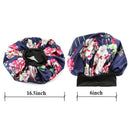 Sent Hair Large Satin Bonnet Sleep Cap for Women Double Layer Silky Hair Bonnet for Braids,Curly,Long Hair- Wide Elastic Band,Navy Floral sent hair