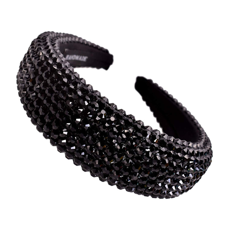 SP SOPHIA COLLECTION Women's Sparkling Crystal Padded Rhinestone Wide Bejeweled Hair Headband Party Hairband Hair Accessories in Black SP Sophia Collection Store