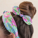 Lilly Pulitzer Women's Pink/Blue/Green Hair Tie Scrunchie with Bow Detail, Totally Blossom Lilly Pulitzer