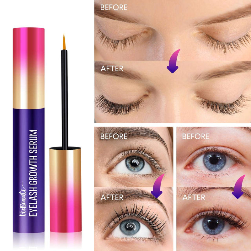 Premium Eyelash Growth Serum and Eyebrow Enhancer by VieBeauti, Lash boost Serum for Longer, Fuller Thicker Lashes & Brows (3ML) VieBeauti