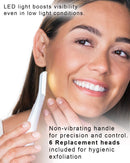 Finishing Touch Flawless Dermaplane Glo Lighted Facial Exfoliator - Non-Vibrating and Includes 6 Replacement Heads, White/Rose Gold FINISHING TOUCH FLAWLESS