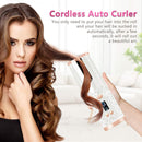 Automatic Hair Curler-Cordless Wand Curling Iron-Portable Auto Crimper Hair Waver, Rechargeable Hair Waver with LCD,Timer Settings&6 Temperature, Auto Shut-Off Hair Styling Tools for Women KFF