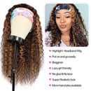 Aopusi Headband Wig Human Hair Ombre Brown Blonde Wave Wave Wigs