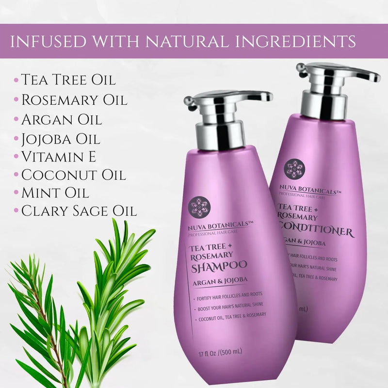 Tea Tree Oil Shampoo and Conditioner Set - Rosemary Oil Shampoo and Conditioner Hair Growth Shampoo for Women - Natural Shampoo for Thinning Hair and Hair Loss with Mint Oil and Coconut Oil (17 Fl Oz) Infinity Warehouse