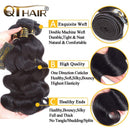QTHAIR 12A Grade Brazilian Body Wave Human Hair Bundles (24 24 26) Inch Weave Hair Human Bundles Brazilian Virgin Hair For African Americans Women 3 Bundles Total 300g/10.5oz QTHAIR