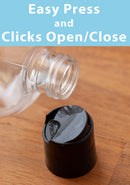 16 oz / 500 ml Clear Plastic PET Boston Round Bottle (BPA Free) with (12 pack, Black Disc Cap) JUVITUS