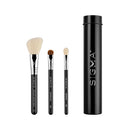 Sigma Beauty Travel Essential Trio - Makeup Brush Set for Foundation Powder Eyeshadow - 3 Tool Brushes with Brush Tin Holder - Skin Safe, Vegan Makeup Brushes for Travel - Black Infinity Warehouse