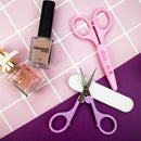 Humbee, Stainless Steel Hair Grooming and Trimming Scissors Set, For Facial Hair, Nose Hair, Eyebrow Scissors, Eyelash Scissors, Mustache, and Beard (Straight Edge, Pink Long Cap) Humbee