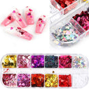 12 Colors Heart Holographic Nail Glitter Sequin Accessories Colorful 3D Nail Flakes Powder UV Gel Polish Acrylic Design for Women Girls Manicure Tips False Nails Supplies Kit Decorations KANGM