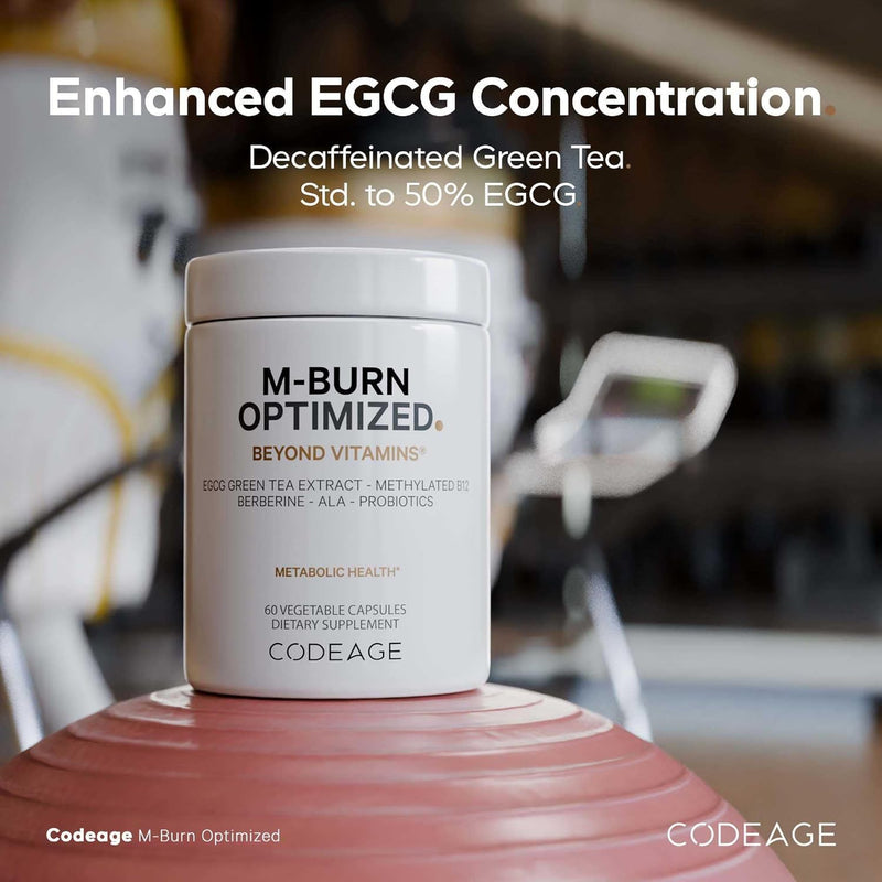 Codeage M-Burn Optimized Supplement - Decaffeinated Green Tea Std. to 50% EGCG, Berberine, Akkermansia, Vitamin B12 - Probiotics - Vitamins - 60 Capsules Infinity Warehouse