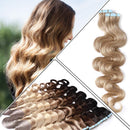 Wavy Tape in Hair Extensions 100g 40cps 100% Human Hair Body Wave 22 inch Dark Blonde Long Soft Remy Hair Skin Weft Seamless Invisible Double Side Tape