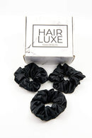 Hair Luxe Premium Mulberry Silk Scrunchies (3 Black, 3) Hair Luxe
