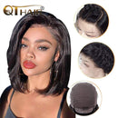 QTHAIR 14A Short Straight Bob Wigs Human Hair Lace Front Wigs (8 inch) 4x4 Lace Closure Wigs 150% Density Brazilian Virgin Hair Pre Plucked with Baby Hair QTHAIR
