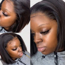 QTHAIR 14A Grade 13x4 Lace Front Wigs Human Hair Short Bob Wigs Pre Plucked With Baby Hair Brazilian Remy Straight Human Hair Wigs For Black Women (16 inch with 150% density) QTHAIR
