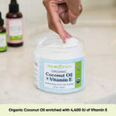 USDA Organic Coconut Oil with Vitamin E (16.9 oz Jar) Pure Vitamin E Infused Coconut Oi - Bio Coconut Oil for Hair and Skin, Coconut Oil Hair Mask Sky Organics