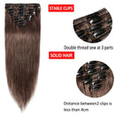 Hairro Clip in Hair Extensions Human Hair Thin 12 Inch Short Medium Brown Straight Human Hair Clip on Hairpieces 55g Machine Weft 8pcs 18 Clips for Women