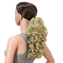 SWACC 12-Inch Short Screw Curls Claw Clip Ponytail Extensions Synthetic Clip in Drawstring Curly Ponytail Hairpiece Jaw Clip Hair Extension (Dark Honey Blonde/Bleach Blonde Mixed- 16/613) SWACC
