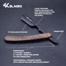 Professional Barber Straight Edge Razor - Salon Hair Cut Stainless Steel Safety Blade for Close Shaving, Navalha De Barbeiro (with 10 single edge sharp blades) (Wooden handle) 4kblades