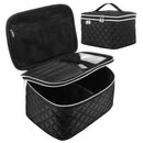 Double Layer Travel Makeup Bag: Portable Cosmetic Bag with Divider Organizer Case for Storage Cosmetics Make up Brush Large Capacity Toiletry Bag for Women and Girls, Black Fivali