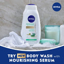 NIVEA Fresh Aloe and Lily Refreshing Body Wash with Nourishing Serum, 20 Fl Oz Bottle NIVEA