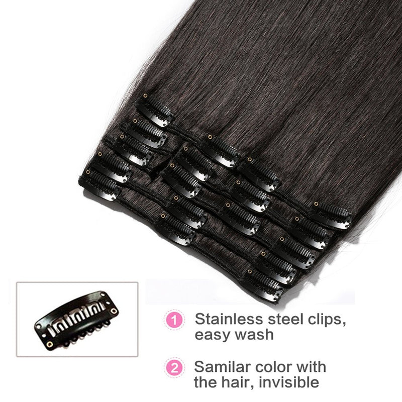 Clip in 100% Remy Human Hair Extensions 10''-24'' Full Head 8pcs 18clips Short Soft Silky Straight for Women Beauty