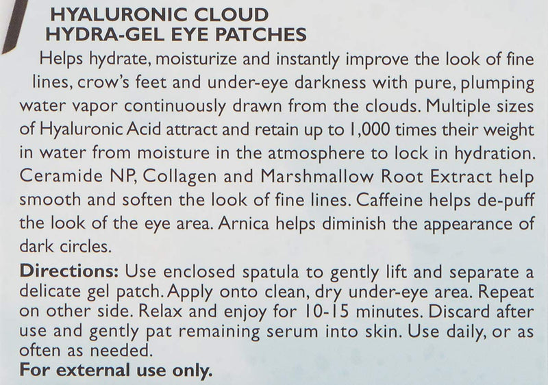 Peter Thomas Roth Water Drench Hyaluronic Cloud Hydra-Gel Eye Patches, Hyaluronic Acid Under-Eye Patches for Fine Lines, Wrinkles and Puffiness Peter Thomas Roth