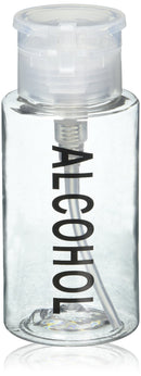 Beauticom Push Down Alcohol Pump Dispenser (Empty Pumping Bottle Only)- Clear Empty Bottle- Labeled - 7 Oz Bottle Beauticom