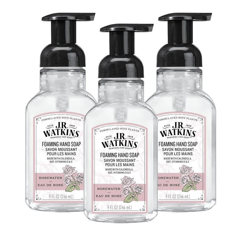 J.R. Watkins Foaming Hand Soap Pump with Dispenser, Moisturizing Hand Soap Foam, Alcohol-Free, Cruelty-Free, , Use for Kitchen or Bathroom, Eucalyptus, 9 fl oz,3 Pack Infinity Warehouse