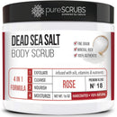 pureSCRUBS Premium Lemongrass Dead Sea Salt Body Exfoliator Scrub, Full Exfoliating Body Scrubber - Large 16oz Jar, Filled With Essential Oils, Includes Spoon, Loofah & Exfoliating Skin Soap Infinity Warehouse