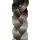 Lashup Clip In Human Hair Extensions 120g Natrual Remy Hair Natural Black Fading to Silver Gray Balayage Hair Extensions 7 Pieces For Black Women Fine Hair 22Inch