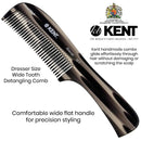 Kent 10T Graphite Finish, Large Hair Detangling Comb, Wide Teeth for Thick Curly Wavy Hair. Long Hair Detangler Comb For Wet and Dry. Saw-Cut from Cellulose and Hand Polished, Handmade in England KENT
